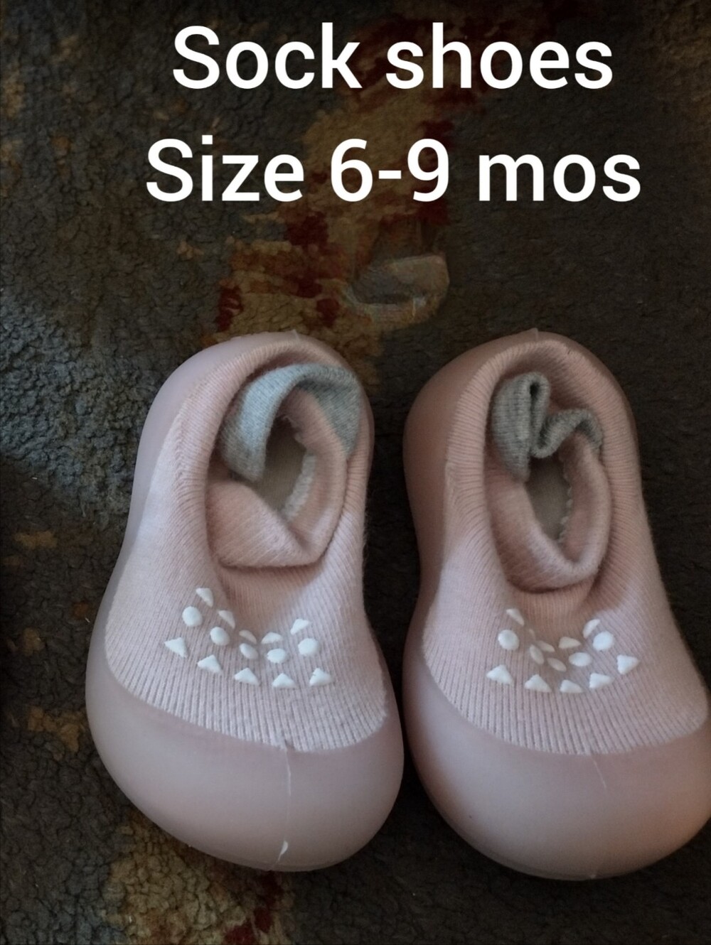 Pink Baby Sock Shoes for 6-9 Months - Soft Slip-On Infant Footwear